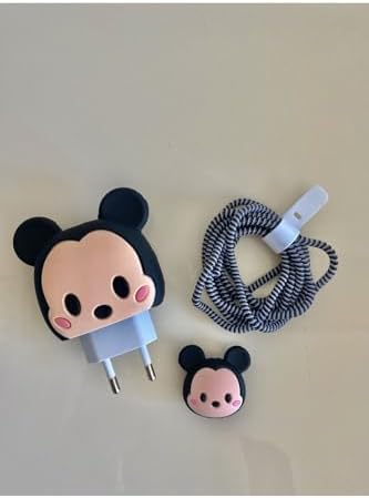 18w-20w Şarj Adaptörü Ile ile uyumlu Micky mause Şarj Başlığı Ve Şarj Kablo Koruyucu Set