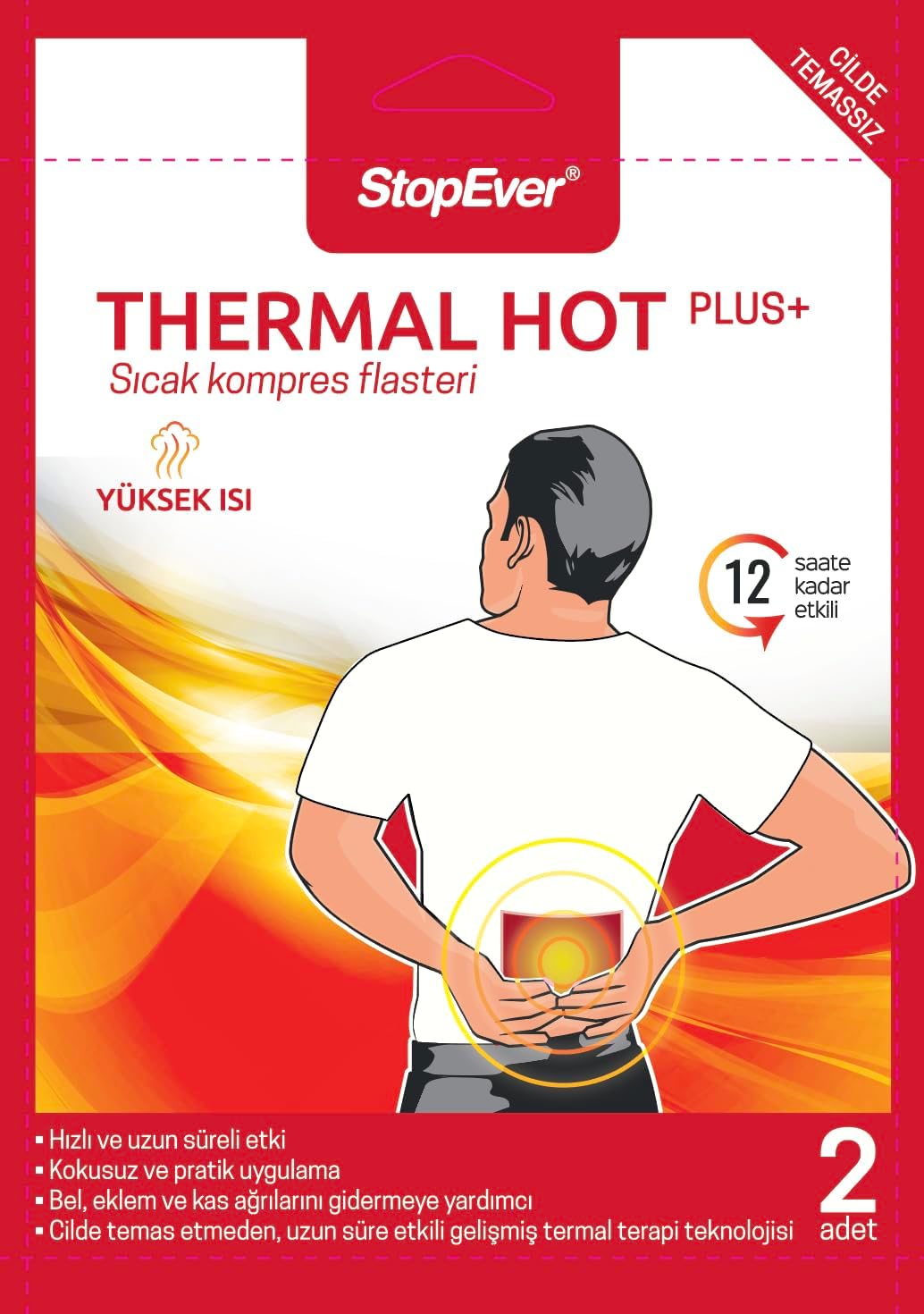 Alternative view of StopEver Thermal Hot Plus+ Isı Terapili Kompres Flasteri – Kas ve Eklem Rahatlatıcı (2x2'li Paket) | 12 Saat Süren Ekzotermik Sıcaklık ile Hızlı Etki | Bel ve Sırt Ağrısı İçin Isı Bandı