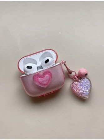 (4490) Pembe Kalpli Kulaklık Kılıfı 3. Nesil ile uyumlu