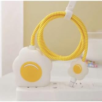 18W/20W ile uyumlu Yumurta Şarj Başlığı 3D Animasyon Şarj Başlığı ve Kablo Koruyucu Set