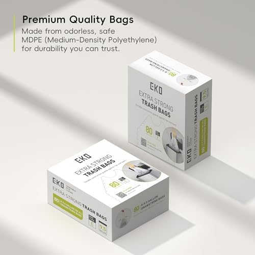 Alternative view of EKO Easy Dispense Roll 80 Adet Ekstra Güçlü İpli Uzun Mutfak Çöp Torbası, 8 Galon Çöp Torbası (25-35L) 80'li Paket Beyaz, Kod E