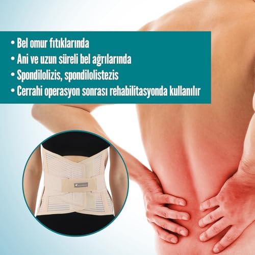 Flexy Medical Ayarlanabilir Lumbosakral Kemerli Bel Korsesi, Ameliyat Sonrası, Bel Ağrısı Giderici 32 Cm Çelik Balenli Bel Fıtığı Korsesi, Skolyoz, Lomber Disk, Herni, Fıtık, Kireçlenme, Karın Destek