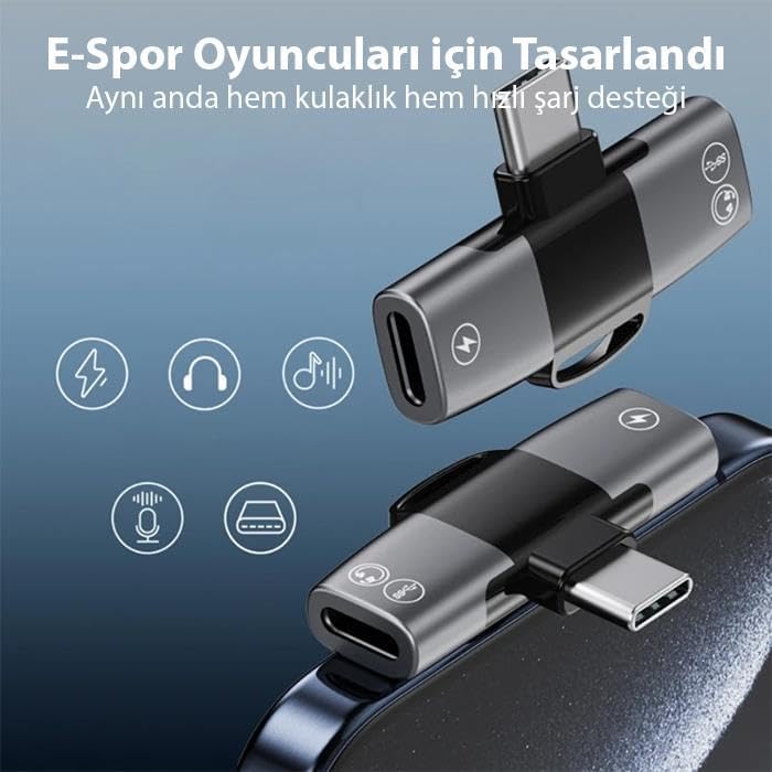 Alternative view of 30W Hızlı Şarj Type-c to Type-c Dönüştürücü Çevirici Şarj Kulaklık Adaptörü Type-c Çoğaltıcı