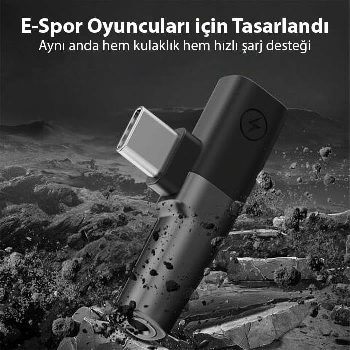 Alternative view of 30W Hızlı Şarj Type-c to 3.5 MM Kulaklık Dönüştürücü Çevirici Şarj Kulaklık Adaptörü Type-c to 3.5mm