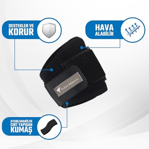 Flexy Medical Dirsek Ağrısı için Ayarlanabilir Epikondilit Bandajı, Medial Lateral Ağrı ve Tendinit için Dirsek Bandajı, Golfçü ve Tenisçi Dirseği, Dirsek Ağrısı, Dirsek Desteği, Bursit, Dirsek Bandı