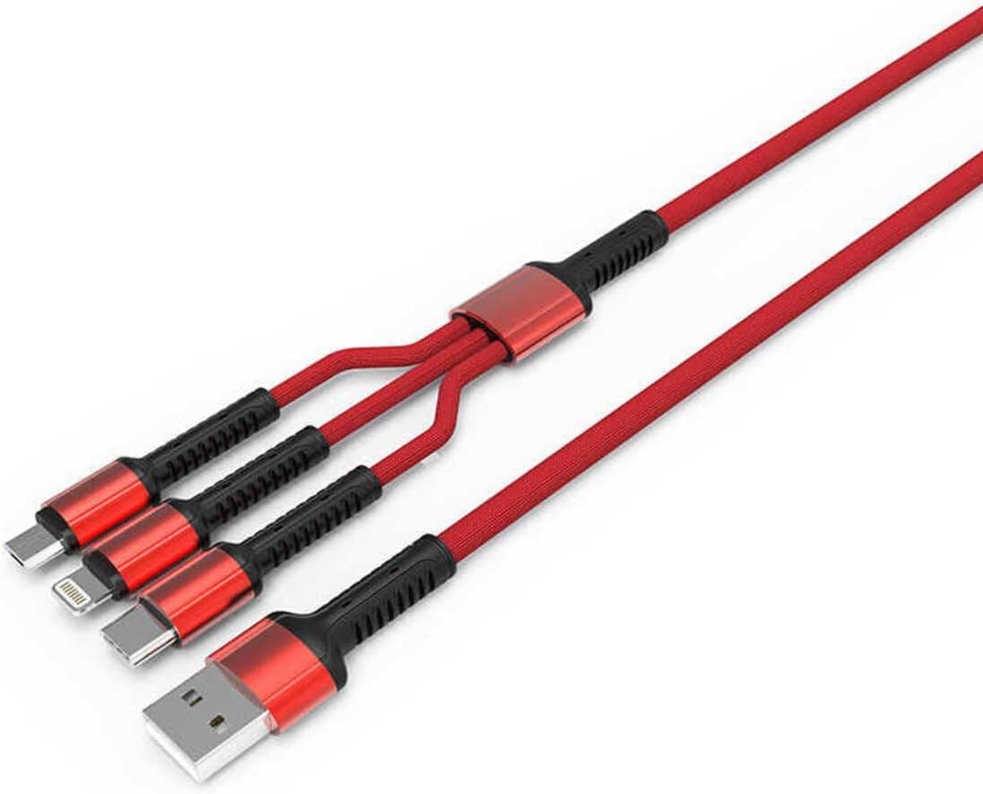 (3269) Kırmızı Kırmızı LC93 3 in 1 Usb Kablo- ile uyumlu
