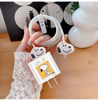 18W/20W ile uyumlu Snoopy Şarj Kılıfı, Şarj Kablosu Örme Aparatı, Toparlayıcı, Kablo Koruyucu
