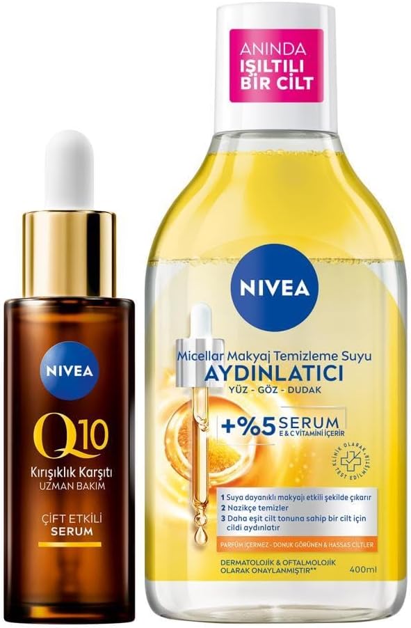 Alternative view of Q10 Kırışıklık Karşıtı Çift Etkili Cilt Serum 30ml, Aydınlatıcı Micellar Makyaj Temizleme Suyu 400ml