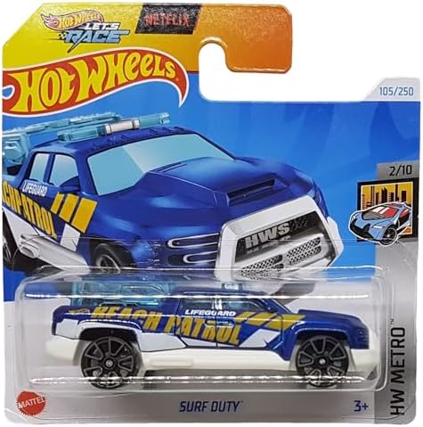 Alternative view of - Surf Duty - HW Metro 2/10 - HTB14 - Short Card - Beach Patrol - Lifeguard - Netflix Let´s Race - Mattel 2024 - 1:64