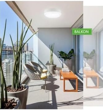 Banyo Tavan Lambası 20w Yuvarlak Beyaz Balkon Lambası 6400k Beyaz Led Işık Teras Duvar Lambası (Beyaz)