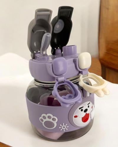 Alternative view of Tavşan Su Matarası Boyun Askılı Suluk Renkli Çizgi Film ve Desenli Karakterler Çocuklara Özel Taşıması Kolay Okulda Piknikde Kullanıma Uygun 1 Litre CRK3 (Mor)