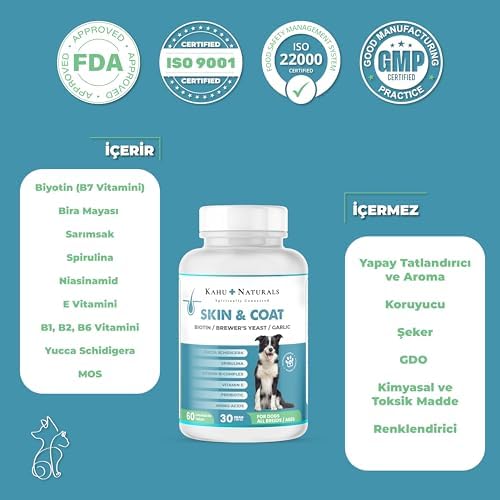 Alternative view of Kahu Naturals Skin&Coat, Deri ve Tüy Sağlığı Takviye, Mayası, Sarımsak, MOS, Spirulina, 60 Tablet