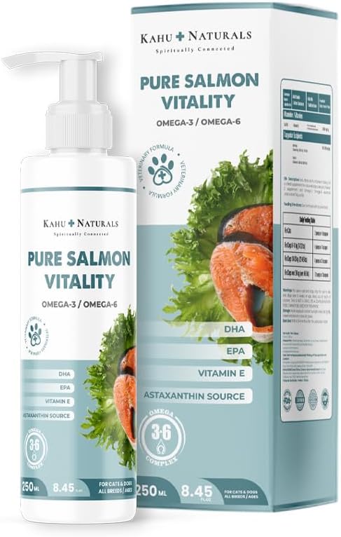 Kahu Naturals Pure Salmon Vitality%100 Doğal Norveç Somon Yağı, Omega 3 ve 6, E Vitamini, Kedi ve Köpek, 250 ML