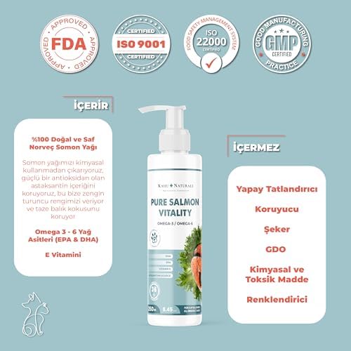 Alternative view of Kahu Naturals Pure Salmon Vitality%100 Doğal Norveç Somon Yağı, Omega 3 ve 6, E Vitamini, Kedi ve Köpek, 250 ML