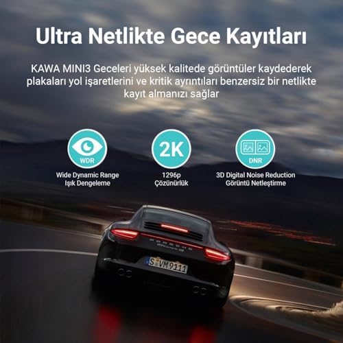 Mini 3 2K 1296P WDR 135° Geniş Açı Lens Araç Kamerası