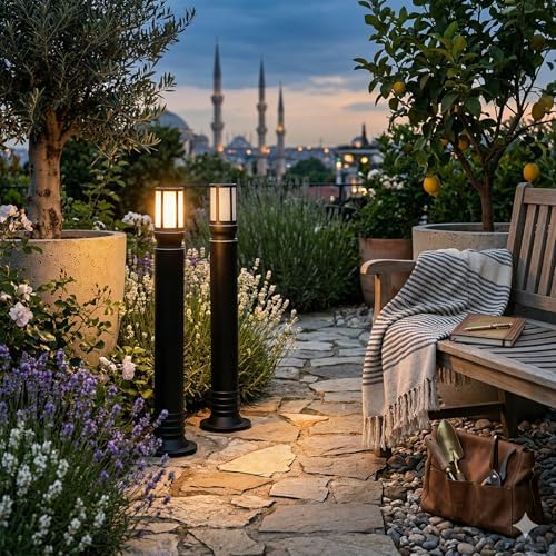 2 Adet Galata Kafesli 80 cm Bahçe Aydınlatma Direği - E27 Duy, IP54 Su Geçirmez, Siyah Patika ve Yol Aydınlatma Armatürü, Zita Yerli Üretim Yanmaz Kırılmaz Gövde (Ampul Hariç) (UG-ZT-0273K-80)
