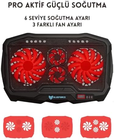 Alternative view of Speeder Sx-15 4 Adet Fanlı 9"-17" Inç Ledli Lcd Kontrol Panelli Standlı Notebook Laptop Soğutucu