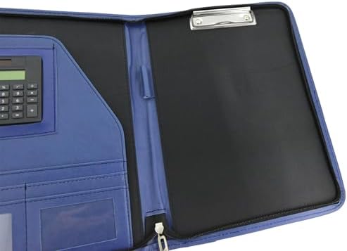 Premium İş Portföyü Padfolio Organizer Fermuarlı Sekreterlik Dosya Hesap Makineli Kalem Bölmeli A4 Kağıt Düzenleme Mavi (Mavi)