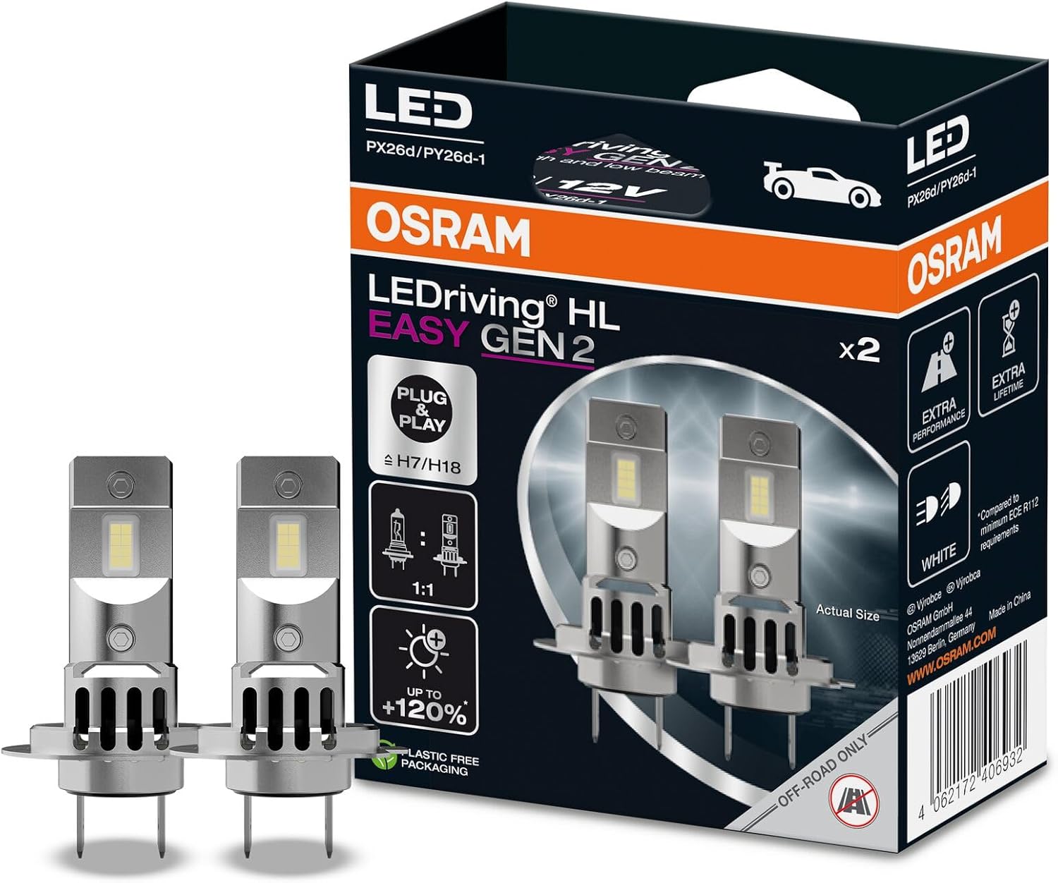 Ampul H7/H18 Ledriving Easy 16W 12V Px26D Hfb2, LED Far Ampulü
