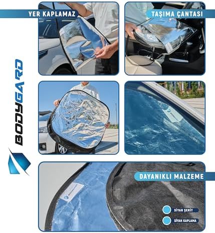 Araç İçi Ön Cam Güneşliği, Katlanabilir Otomobil Ön Cam Güneşliği Otomobil, Güneş Isı Koruması ve Araba İçi Soğutucu (EXTRALARGE)73 * 80cm / 2 özdeş dikdörtgen gölgelik, oto güneşlik