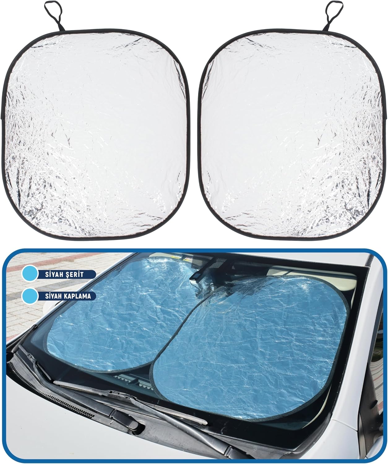 Alternative view of Araç İçi Ön Cam Güneşliği, Katlanabilir Otomobil Ön Cam Güneşliği Otomobil, Güneş Isı Koruması ve Araba İçi Soğutucu (EXTRALARGE)73 * 80cm / 2 özdeş dikdörtgen gölgelik, oto güneşlik