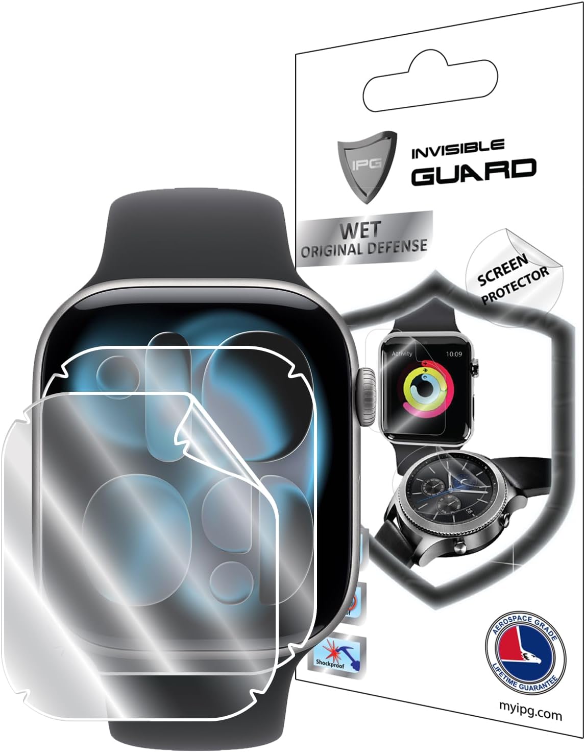 Alternative view of Series 11/10 (46mm) ile uyumlu IPG HydroGel Ekran Koruyucu (2 Adet)
