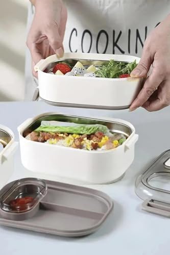 Alternative view of Bento 1450ml Lunchbox Üç Katlı 5 Bölmeli ve Mini Sosluklu Çelik Sefer Tası Yemek Kutusu (Pembe)