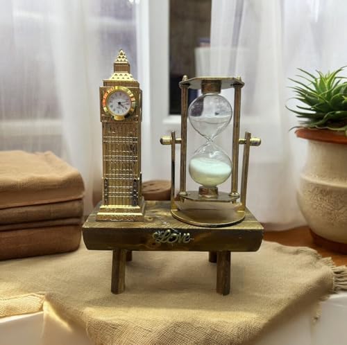 Beyaz Saat Kule Kum Saati Retro Müzik Severler için Ev Masaüstü Dekorasyon Doğum Günü Yeni Yıl Hediyeleri 15cm (Beyaz Saat Kule)