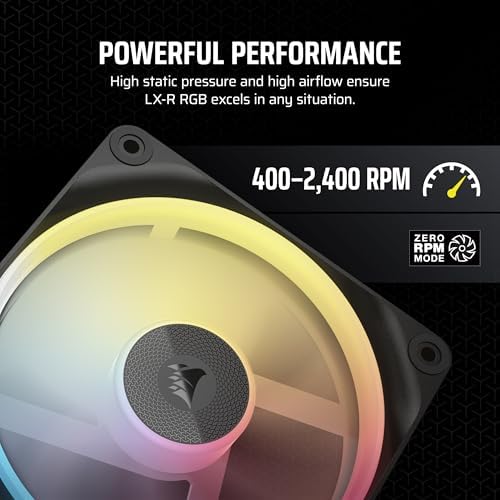 CORSAIR iCUE Link LX120-R RGB 120mm PWM Ters Fanlar - Üçlü Fan Kiti - Düşük Gürültülü, CORSAIR Manyetik Kubbe Rulman, Çift Işık Döngüsü, CORSAIR QuikTurn Vidaları, Sıfır RPM Modu - Siyah