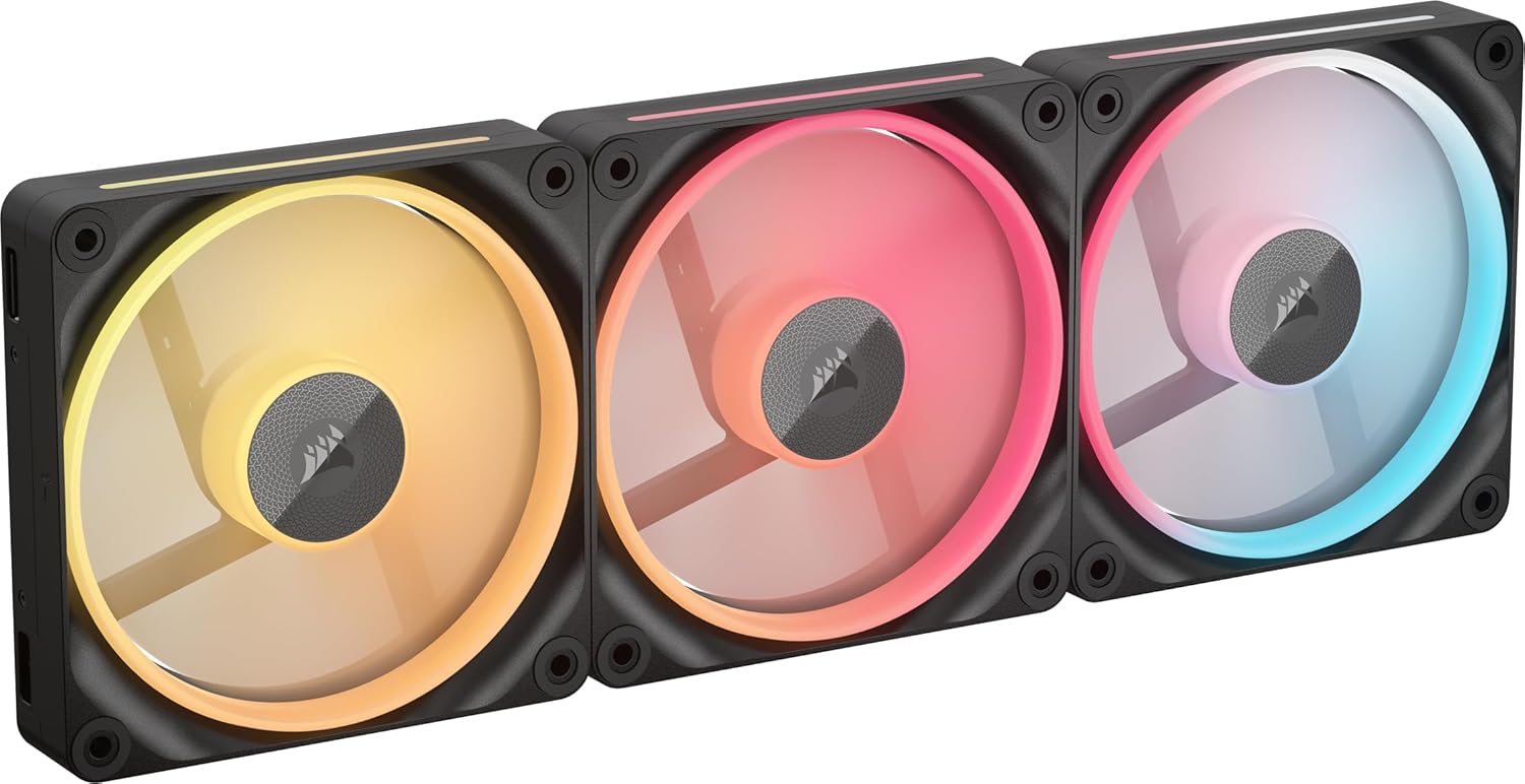 Alternative view of CORSAIR iCUE Link LX120-R RGB 120mm PWM Ters Fanlar - Üçlü Fan Kiti - Düşük Gürültülü, CORSAIR Manyetik Kubbe Rulman, Çift Işık Döngüsü, CORSAIR QuikTurn Vidaları, Sıfır RPM Modu - Siyah