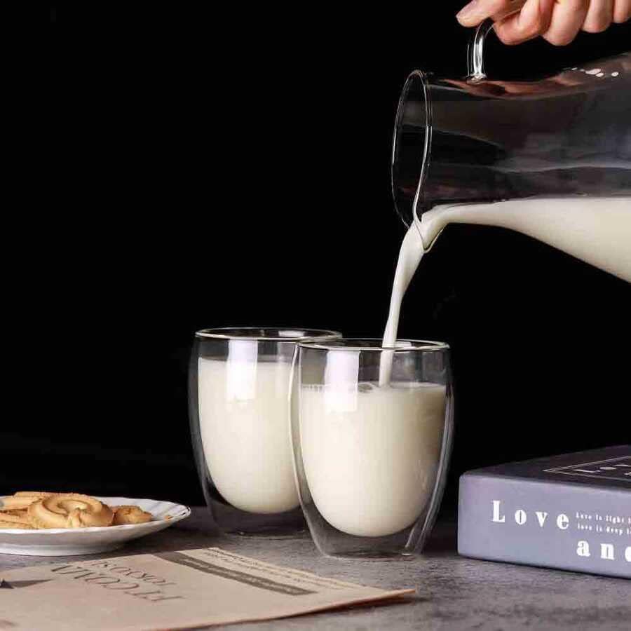 Alternative view of 2 Adet Çift Cidarlı İki Katmanlı Borosilikat Cam Bardak, Yalıtımlı Cappuccino Kahve Kupası, Şık ve Dayanıklı Tasarım, Dayanıklı,Termisil Kupa (250 Ml)