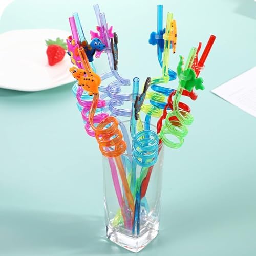 4 Adet Kıvrımlı Plastik Pipet, Çocuklar için Eğlenceli Figürlü Tasarım, Renkli ve Dayanıklı İçecek Aksesuarları (4)