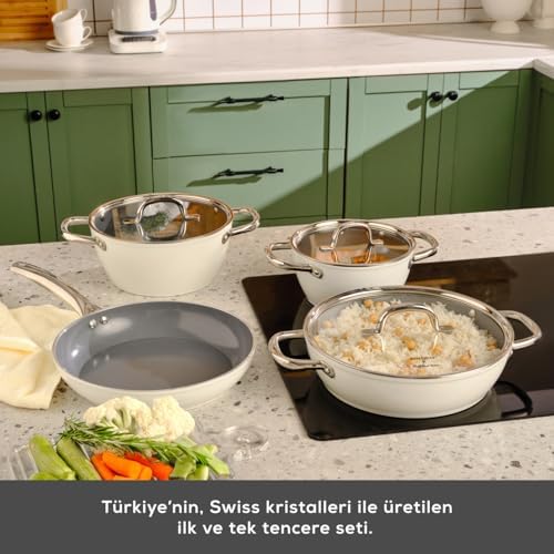 Alternative view of x Refika Birgül Crystal Metal Kulplu 7 Parça Tencere Seti