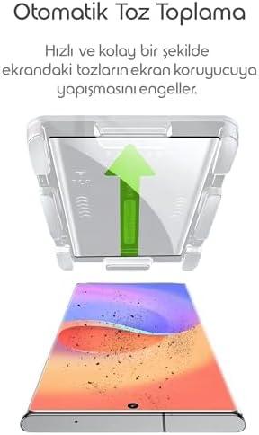 Galaxy S24 Ultra için Kolay Kurulum Ekran Koruyucu Otomatik Toz Toplayan Hava Kabarcığı Bırakmayan Dokunmatiği ve Görüntü Kalitesini Etkilemeyen Ekranı Tam Kaplayan Cam Koruyucu