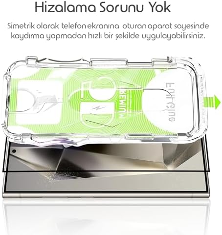Alternative view of Galaxy S24 Ultra için Kolay Kurulum Ekran Koruyucu Otomatik Toz Toplayan Hava Kabarcığı Bırakmayan Dokunmatiği ve Görüntü Kalitesini Etkilemeyen Ekranı Tam Kaplayan Cam Koruyucu