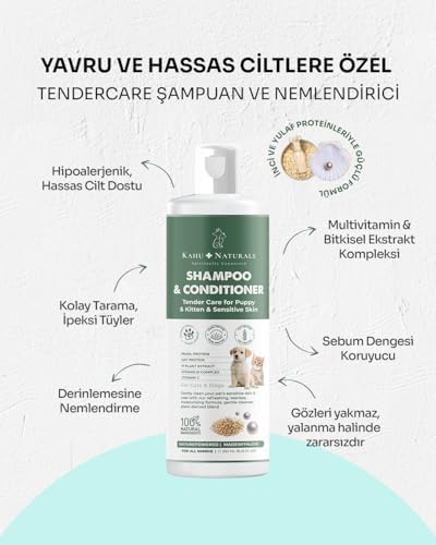 Alternative view of Kahu Naturals TenderCare Şampuan ve Nemlendirici, Yavru ve Hassas Cilde Sahip Kedi ve Köpekler için, Hipoalerjenik, Bitkisel Ekstrakt, 250 ml