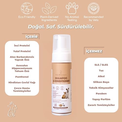 Alternative view of Kuru Köpük Şampuan ve Nemlendirici, Durulamasız, Kolay Tarama, Kedi ve Köpek, Organik içerikli, 200 ml