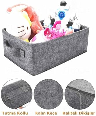 Çamaşır Oyuncak Düzenleyici Keçe Sepet Organizer 38x25x13 Cm