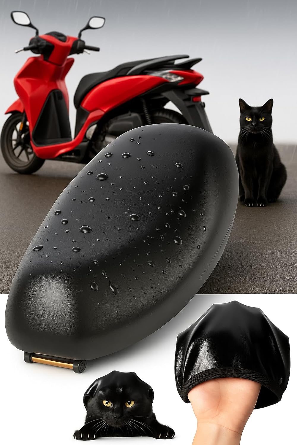 Alternative view of (1066) Motosiklet Sele Kılıfı Siyah Su Geçirmez Scooter Sele Kılıfı Piaggio Beverly 500 ile uyumlu