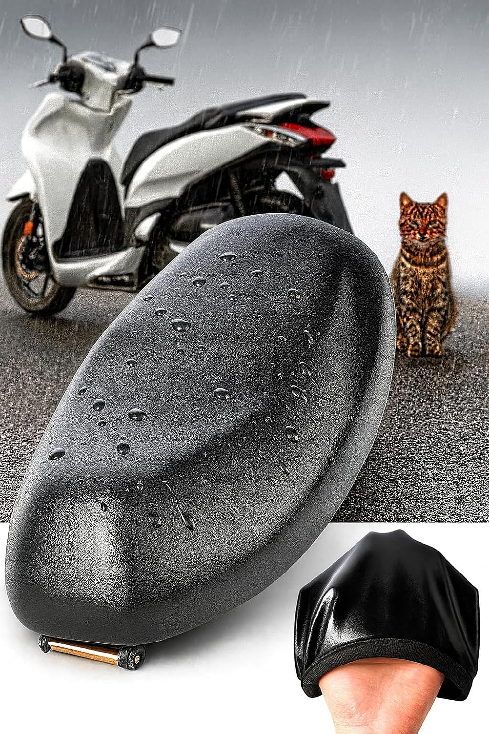 Alternative view of (849) Motosiklet Deri Sele Kılıfı Örtüsü Brandası Siyah Nmax125 Nmax150 ile uyumlu