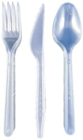 Alternative view of Sert Kalın Plastik Çatal - Bıçak - Kaşık - 1. Kalite Lüks Şeffaf Çatal-kaşık- Bıçak 3’lü Set