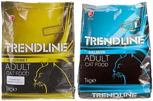 Trendline Renkli Taneli Yetişkin Kedi Maması 1 kg ve Trendline Somonlu Yetişkin Kedi Maması 1 kg