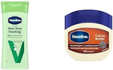 Vücut Losyonu Aloe Ferahlığı Kuru Ciltler İçin 200 ml ve Nemlendirici Jel Krem Cocoa Butter, 100 ml