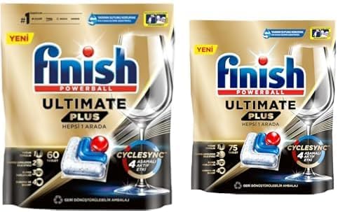 Plus 60 Kapsül Bulaşık Makinesi Deterjanı Tableti (1 x 60 Kapsül) ve Finish Plus 75 Kapsül Bulaşık Makinesi Deterjanı Tableti (1 x 75 Kapsül)