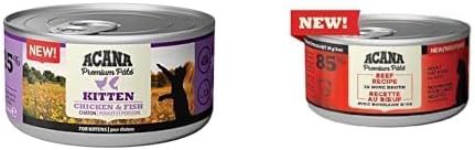 Acana Premium Pate (Ezme) Konserve Yaş Kedi Maması, Tavuklu ve Balıklı, Yavru Kedi, 85 Gr ve Acana Premium Pate (Ezme) Konserve Yaş Kedi Maması, Sığır Etli, 85 Gr