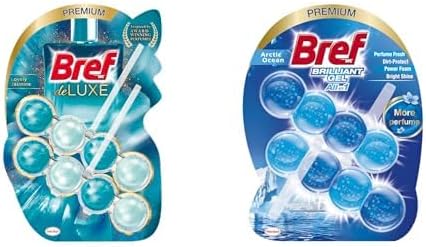 WC Deluxe Yasemin Premium Klozet Temizleme Topları (1 x 2 Adet) ve Bref WC Brilliant Jel Buzul Okyanus Kokulu Hepsi 1 Arada 2'li Klozet Temizleme Topu (1 x 2 Adet)