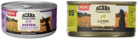 Acana Premium Pate (Ezme) Konserve Yaş Kedi Maması, Tavuklu ve Balıklı, Yavru Kedi, 85 Gr ve Acana Premium Pate (Ezme) Konserve Yaş Kedi Maması, Kuzu Etli, 85 Gr