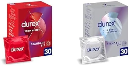 Yakın Hisset İnce Prezervatif 30'lu, Standart Fit ve Durex Yok Ötesi Ultra Kaygan İnce Prezervatif 30'lu