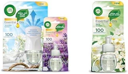 Air Wick LE Elektrikli Oda Kokusu Temizliğin Esintisi Kit (Cihaz + Yedek Şişe) + Lavanta Yedek Şişe ve Air Wick Elektrikli Oda Kokusu Yedek Şişe Çiçekleri