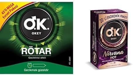Rötar 45'li Prezervatif ve Okey Nirvana Hot 20'li Ekonomik Prezervatif